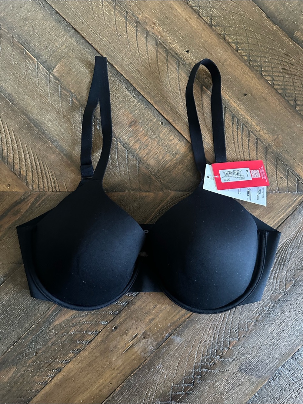 NWT SPANXsupersmooth® BraVa Lightly Lined Bra, T-Shirt, Molded Cups, Black, 34DD